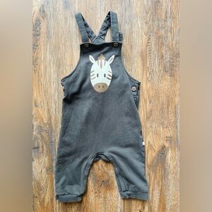 Mori Dark Gray Organic Cotton Zebra Baby Overalls 18-24 months